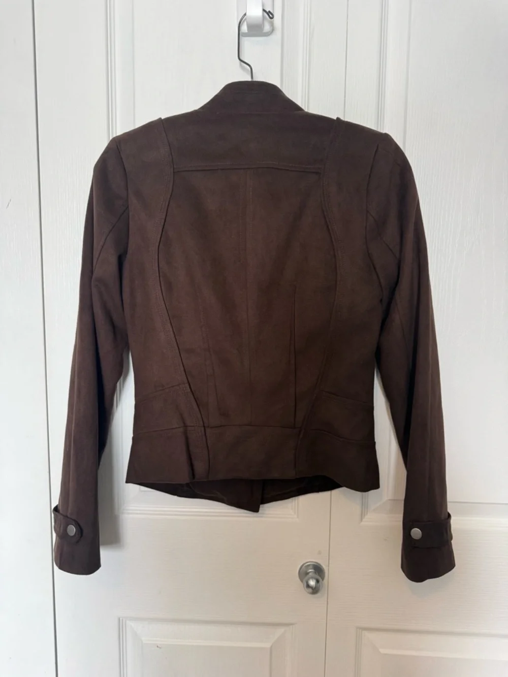le chateau Brown Suede-Style Zip Front Jacket - Picture 2 of 6